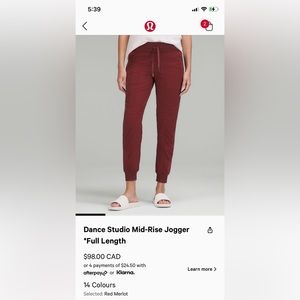 Lulu Dance studio mid rise jogger